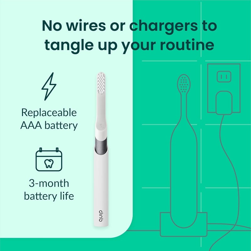quip Sonic Toothbrush for Adults with Timer - Includes Extra Brush Head and Travel Cover Mount - Electric, Soft Bristle Refill Head, Metal Handle, 3 Month Battery Life - Travel Toothbrush - Slate - Image 5